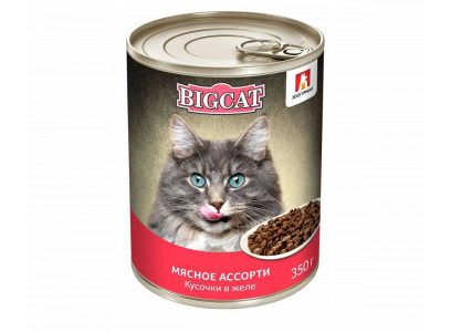 Консервы Zoogurman (Зоогурман) Для Кошек Мясное Ассорти Кусочки в Желе Big Cat 350г 7989 