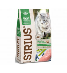 Сухой Корм Sirius (Сириус) Для Кошек с Чувствительным Пищеварением Индейка и Черника 1,5кг (1*6)