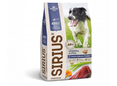 Сухой Корм Sirius (Сириус) для Собак Средних Пород Индейка, Утка и Овощи 2кг (1*6) 
