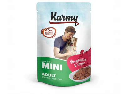 Влажный Корм Karmy (Карми) Для Собак Мелких Пород  Индейка в Соусе Mini Adult 80г 7926 