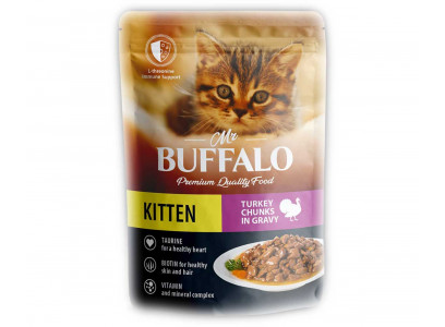 Влажный Корм Mr.Buffalo (Мистер Буффало) Для Котят 85г Индейка На Пару в Соусе  Kitten (1*28) B310 