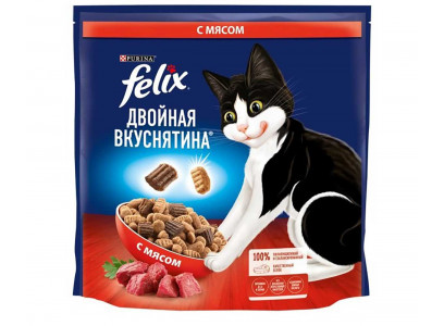 Сухой Корм Felix (Феликс) Двойная Вкуснятина Для Кошек Мясо 1,3кг (1*6) 