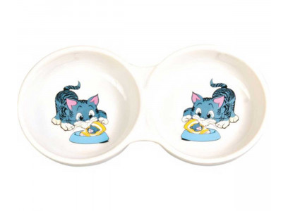 Миска Для Кошек Trixie (Трикси) Керамическая Двойная 2*150мл D11см 4014  