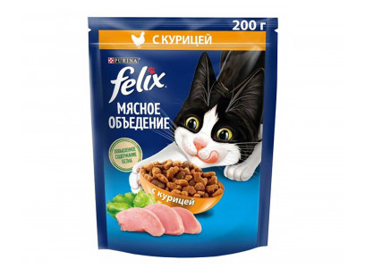 Сухой Корм Felix (Феликс) Для Кошек Курица Мясное Объедение 200г (1*10) 