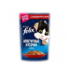 Влажный Корм Felix (Феликс) Аппетитные Кусочки Для Кошек Говядина 75г (1*26)