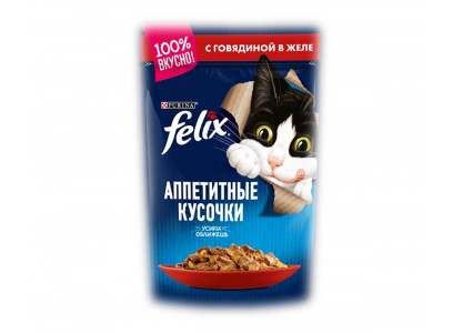 Влажный Корм Felix (Феликс) Аппетитные Кусочки Для Кошек Говядина 75г (1*26) 