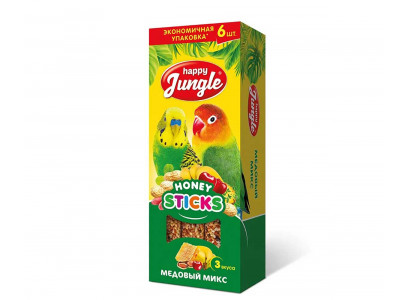 Лакомство Палочки Happy Jungle (Хэппи Джангл) Для Птиц Микс 6шт 180г J216 (1*12)