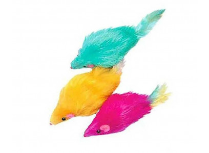 Игрушка Для Кошек Мышь Меховая 8см с Пером Hwt05-2 6шт Блистер 360373