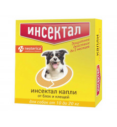 Капли Инсектал От Клещей Блох Для Собак 10-20кг 6шт N113