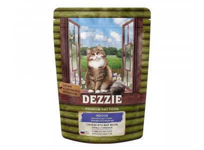 Сухой Корм Dezzie (Деззи) Для Кошек, Живущих в Помещении, Курица и Говядина Indoor Adult Cat 400г 5659110 