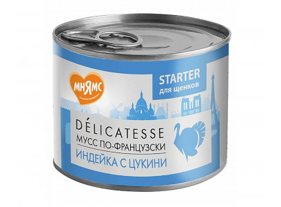 Консервы Мнямс Для Щенков Мусс По-Французски Индейка и Цуккини Паштет 200г 
