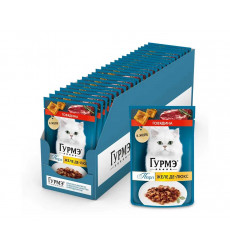 Влажный Корм Гурмэ Для Кошек Перл Желе Де-Люкс Говядина 26 Шт в Блоке 75г (1*1)