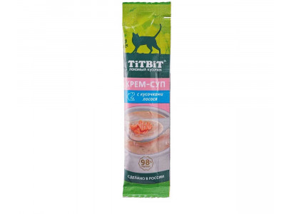 Лакомство TiTBiT (Титбит) Для Кошек Крем-Суп с Кусочками Лосося 10г 014639 