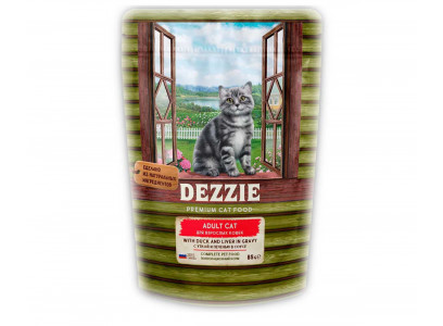 Влажный Корм Dezzie (Деззи) Для Кошек Утка И Печень в Соусе Adult Cat Duck/Liver 85г 5657071 (1*12) 