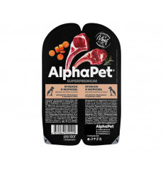 Влажный Корм Alphapet Superpremium (Альфапет Суперпремиум) Для Щенков Ягненок и Морковь Кусочки в Соусе 100г 52420
