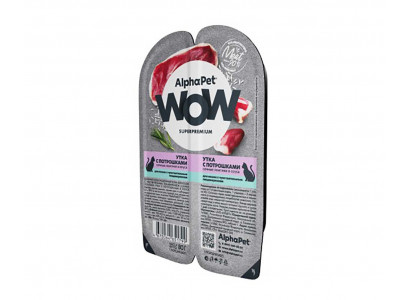 Влажный Корм Alphapet Wow (Альфапет Воу) Для Кошек с Чувствительным Пищеварением Утка и Потрошки Ломтики в Соусе 80г 51799 