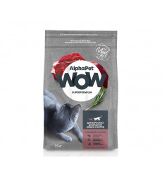 Сухой Корм Alphapet Wow (Альфапет Воу) Для Кошек, Живущих Дома Говядина и Печень 1,5кг 50846
