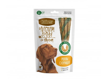 Лакомства Деревенские Лакомства Для Собак Чистим Зубы Роллы Курица 100г 79212624 