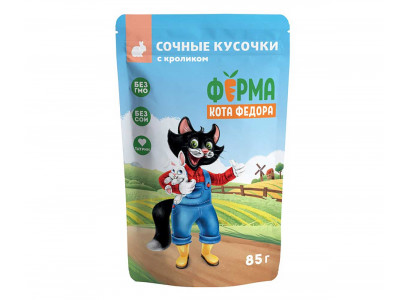 Влажный Корм Мнямс Для Кошек Ферма Кота Федора Кролик Сочные Кусочки 85г 
