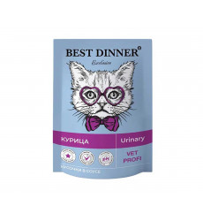 Лечебный Влажный Корм Best Dinner (Бест Диннер) Для Кошек При МКБ Курица Кусочки в Соусе Exclusive Urinary 85г 7447