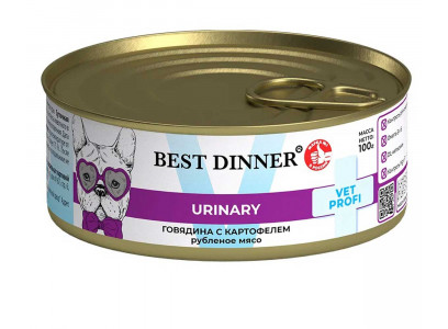 Консервы Best Dinner (Бест Диннер) Для Собак При Мочекаменной Болезни Говядина и Картофель Exclusive Urinary 100г 7672 