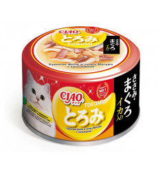 Консервы Inaba (Инаба) Ciao Toromi Для Кошек Филе Курицы, Тунец Магуро и Кальмар в Бульоне 80г (1*24)