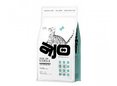Сухой Корм Ajo (Аджо) Для Стерилизованных Кошек Индейка и Утка 1,5кг (1*6) 