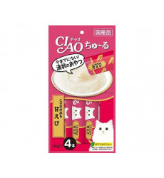 Лакомство Inaba (Инаба) Ciao Churu Для Кошек Пюре Филе Куриное и Креветки 14г*4 