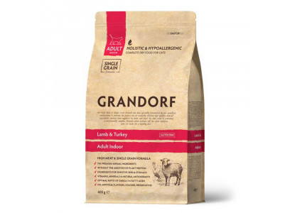 Сухой Корм Grandorf (Грэндорф) Cat Indor Lamb&Turkey Для Домашних Кошек Ягненок и Индейка 400г 1218 
