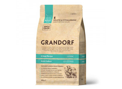 Сухой Корм Grandorf (Грэндорф) Cat Probiotic Indoor 4meat Для Домашних Кошек 4-Мяса 400г 1270 