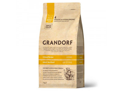 Сухой Корм Grandorf (Грэндорф) Cat Probiotic Sterilised 4meat Для Стерилизованных Кошек 4-Мяса 2кг 