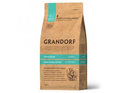 Сухой Корм Grandorf (Грэндорф) Dog Probiotic Med&Maxi Для Собак Средних и Мелких Пород 4-Мяса 1кг 1119  