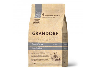Сухой Корм Grandorf (Грэндорф) Cat Sterilised Rabbit&Turkey Для Стерилизованных Кошек Кролик и Индейка 400г 1232 