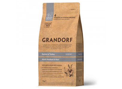 Сухой Корм Grandorf (Грэндорф) Dog Medium&Maxi Rabbit&Turkey Для Собак Средних и Крупных Пород  Кролик и Индейка 1кг 1065  
