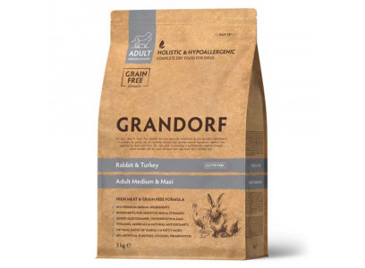 Сухой Корм Grandorf (Грэндорф) Dog Medium&Maxi Rabbit&Turkey Для Собак Средних и Крупных Пород Кролик и Индейка 3кг 1072 