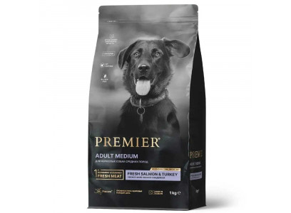 Сухой Корм Premier (Премьер) Dog Medium Salmon&Turkey Для Собак Средних Пород Лосось и Индейка 1кг 1553 