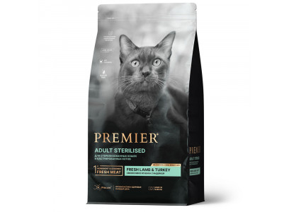Сухой Корм Premier (Премьер) Cat Sterilised Lamb&Turkey Для Стерилизованных Кошек Ягненок и Индейка 1652 2кг 