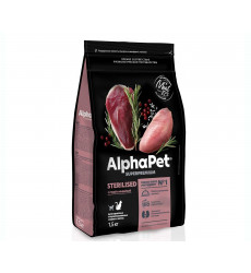 Сухой Корм Alphapet (Альфапет) Superpremium Для Стерилизованных Кошек Утка и Индейка 1,5кг 51706