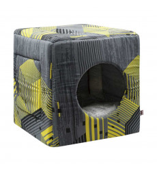 Дом Zooexpress (Зооэкспресс) Куб-Трансформер Геометрия №1 42*42*40см Серо-Желтый 761416 