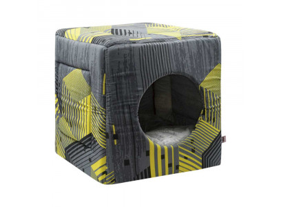 Дом Zooexpress (Зооэкспресс) Куб-Трансформер Геометрия №1 42*42*40см Серо-Желтый 761416 