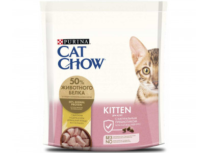 Сухой Корм Cat Chow (Кэт Чау) Для Котят, Беременных и Кормящих Кошек Kitten Rich In Poultry 400г 
