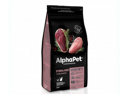 Сухой Корм Alphapet (Альфапет) Superpremium Для Стерилизованных Кошек Утка и Индейка 3кг (1*3) 51713 
