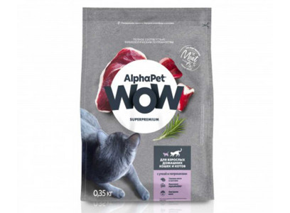 Сухой Корм Alphapet (Альфапет) Wow Superpremium Для Кошек Утка и Потрошки 350г (1*14) 51539 