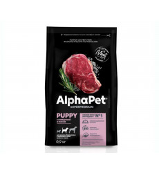 Сухой Корм Alphapet (Альфапет) Superpremium Для Щенков Средних Пород Говядина и Рис 900г (1*12) 51607