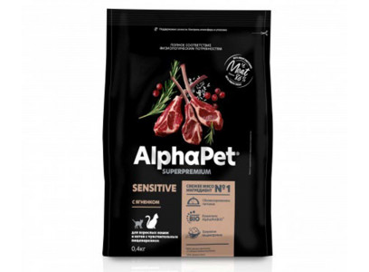 Сухой Корм Alphapet (Альфапет) Superpremium Для Кошек с Чувствительным Пищеварением 400г Ягненок 400г  (1*14) 51010 