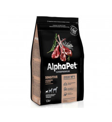 Сухой Корм Alphapet (Альфапет) Superpremium Для Собак Мелких Пород с Чувствительным Пищеварением Ягненок и Рис 1,5кг (1*6) 51188