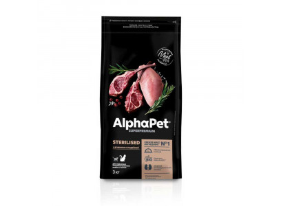 Сухой Корм Alphapet (Альфапет) Superpremium Для Стерилизованных Кошек Ягненок и Индейка 3кг  (1*3) 51676 