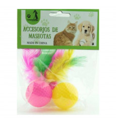 Игрушка Wogy (Воги) Для Кошек Мячик с Перьями 2шт 31019-0163 9*3,5см