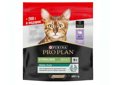 Сухой Корм Pro Plan (Проплан) Для Стерилизованных Кошек Индейка 400г+200г 