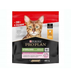 Сухой Корм Pro Plan (Проплан) Для Стерилизованных Кошек с Чувствительным Пищеварением Курица 400г+200г 
 (1*8)
